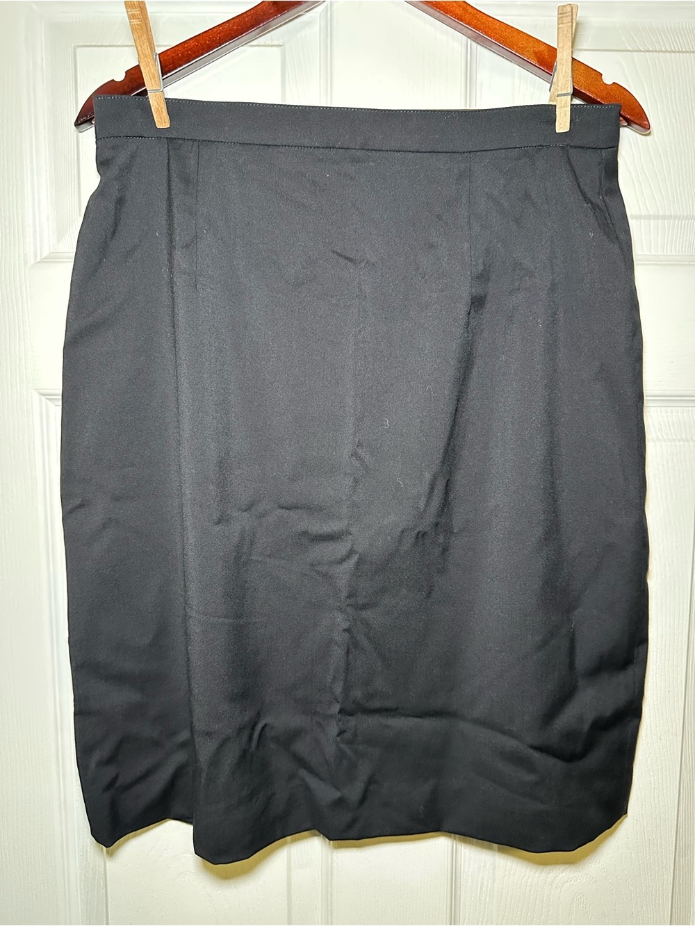 Burberry Black 100% Wool Pencil Skirt | Tailored Knee Length Fully Lined Size M - Picture 2 of 9